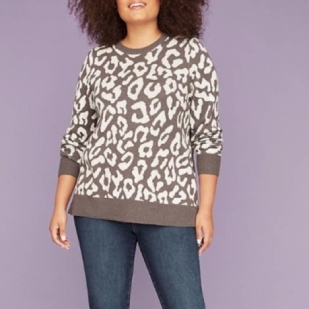 Lane Bryant grey leopard print sweater